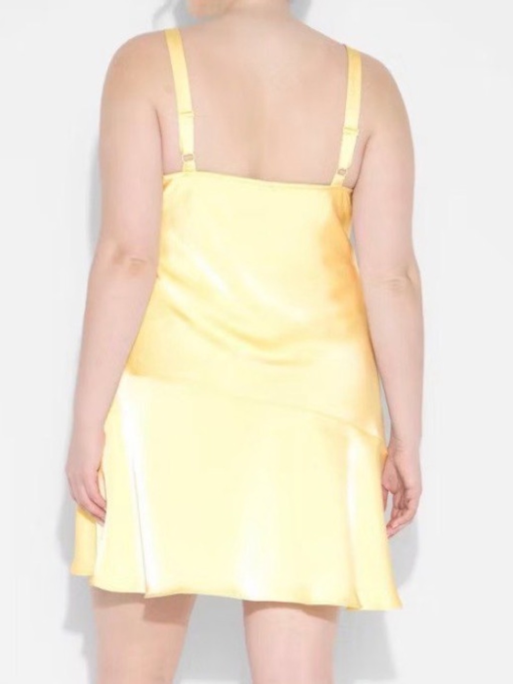 Sexy Satin Cowl Neck Butter Yellow Mini Dress - Picture 2 of 3